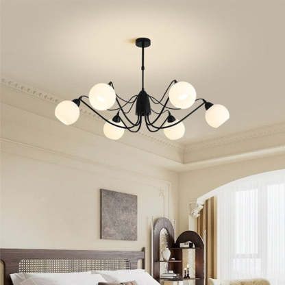 French Iron Glass Round Chandelier