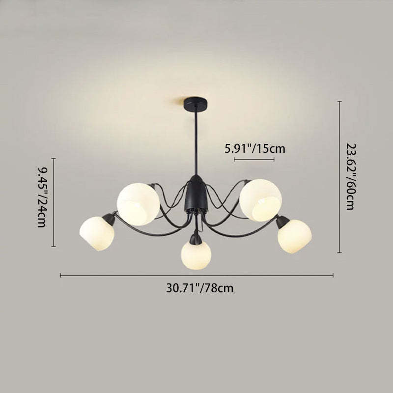 French Iron Glass Round Chandelier