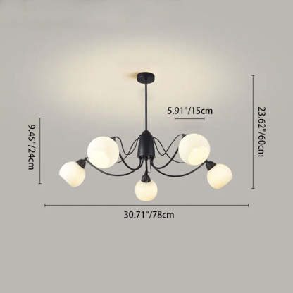 French Iron Glass Round Chandelier
