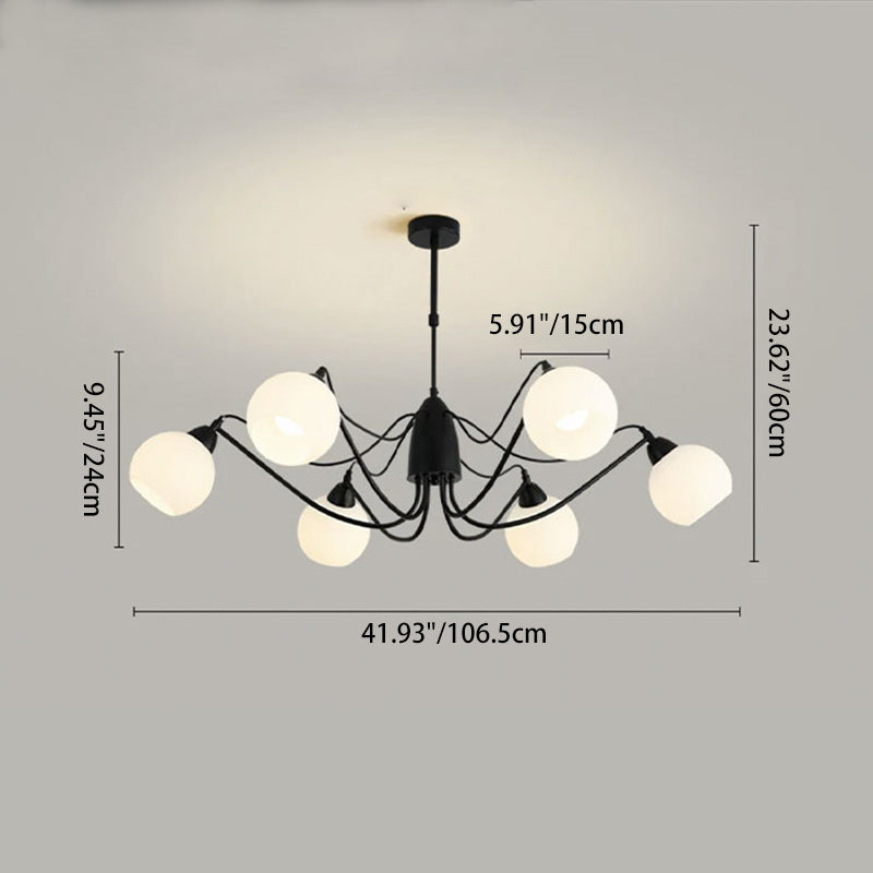 French Iron Glass Round Chandelier