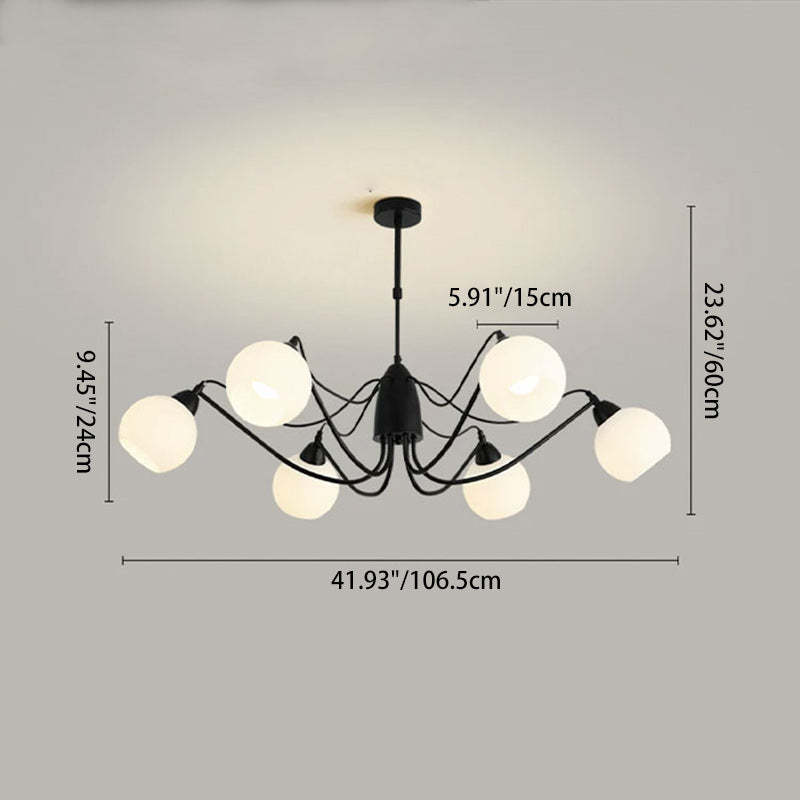 French Iron Glass Round Chandelier