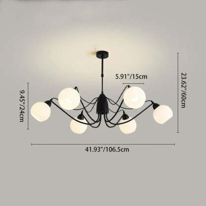 French Iron Glass Round Chandelier