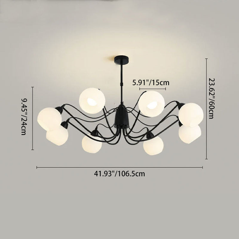 French Iron Glass Round Chandelier