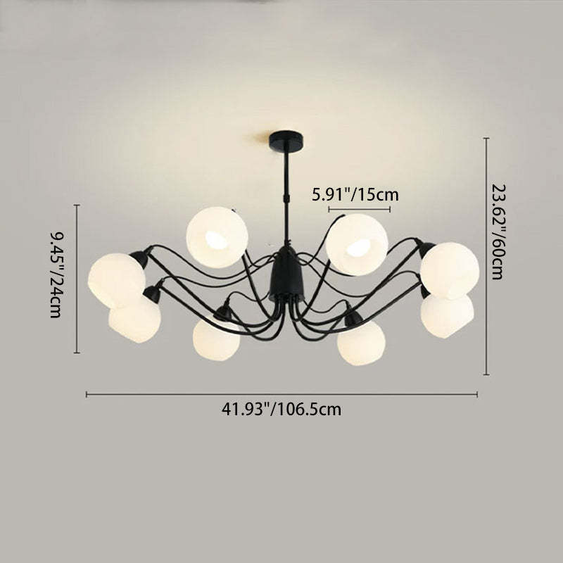 French Iron Glass Round Chandelier