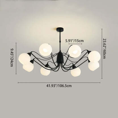 French Iron Glass Round Chandelier