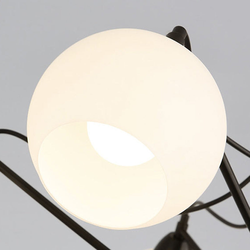 French Iron Glass Round Chandelier