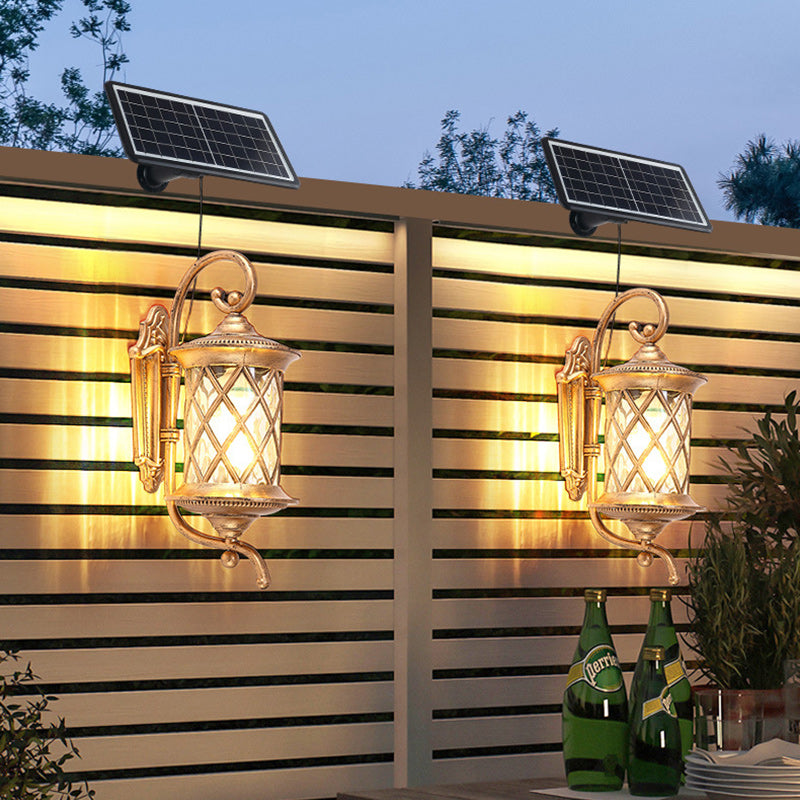 Vintage Aluminum Cylindrical Solar LED Wall Sconce — Bronze Color / 5.5V