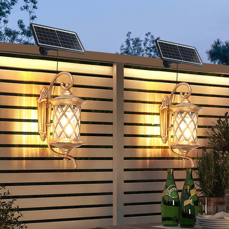 Vintage Aluminum Cylindrical Solar LED Wall Sconce — Bronze Color / 5.5V