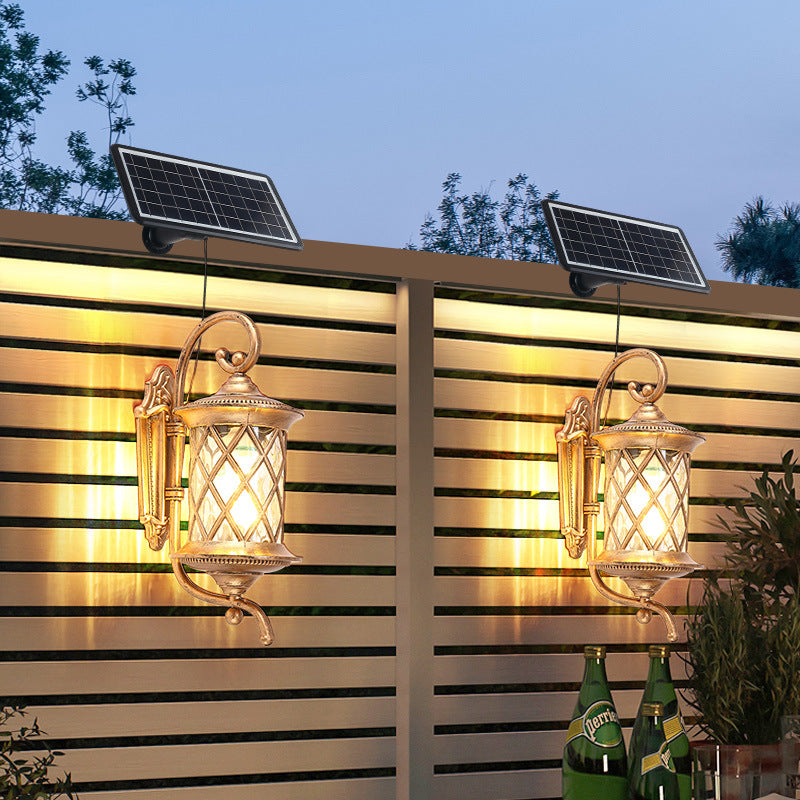 Vintage Aluminum Cylindrical Solar LED Wall Sconce — Bronze Color / 5.5V