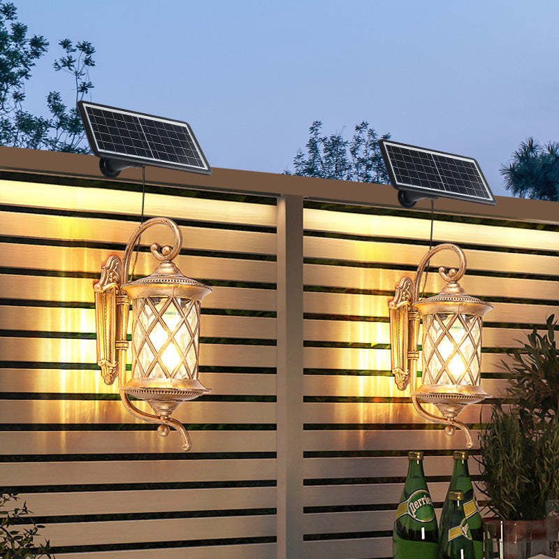 Vintage Aluminum Cylindrical Solar LED Wall Sconce
