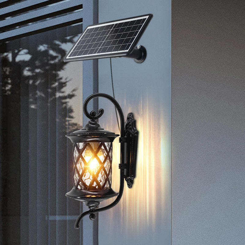 Vintage Aluminum Cylindrical Solar LED Wall Sconce — Black / 5.5V