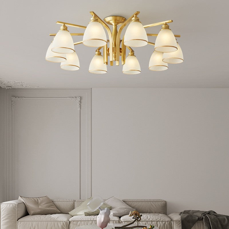 Modern Brass 1/6/8/10-Light Semi-Flush Ceiling Light — 1 / 220V-240V For UK/AU