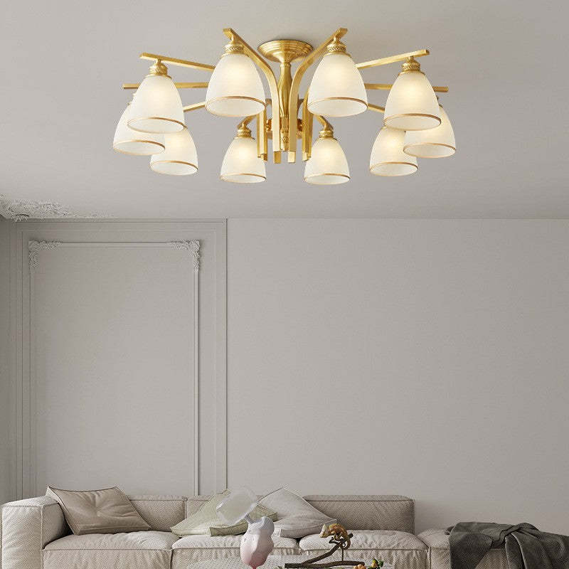 Modern Brass 1/6/8/10-Light Semi-Flush Ceiling Light — 1 / 220V-240V For UK/AU