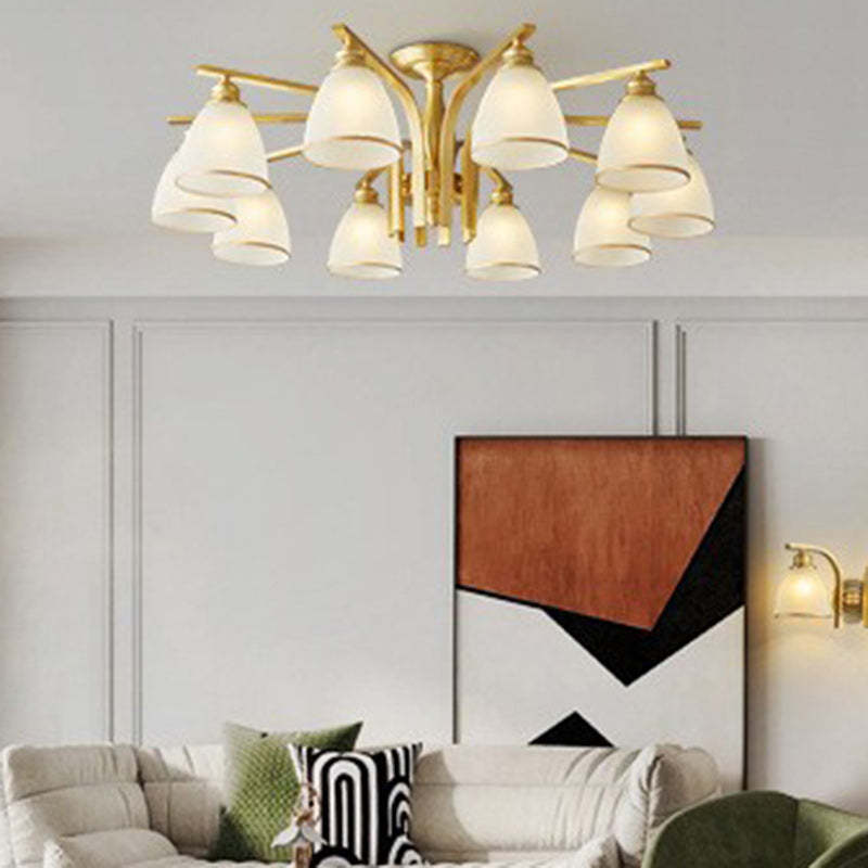 Modern Brass 1/6/8/10-Light Semi-Flush Ceiling Light