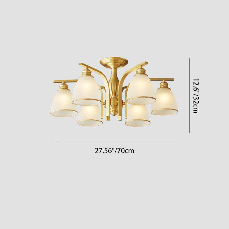 Modern Brass 1/6/8/10-Light Semi-Flush Ceiling Light — 8 / 110V-120V For US/CA