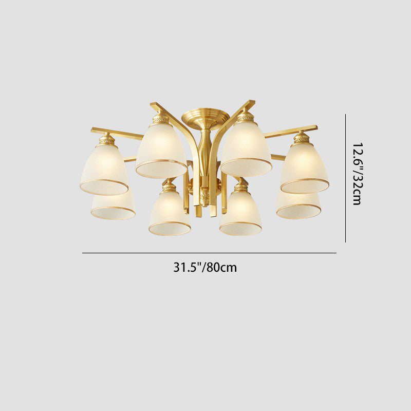 Modern Brass 1/6/8/10-Light Semi-Flush Ceiling Light — 8 / 220V-240V For UK/AU