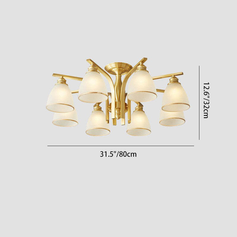 Modern Brass 1/6/8/10-Light Semi-Flush Ceiling Light — 8 / 220V-240V For UK/AU