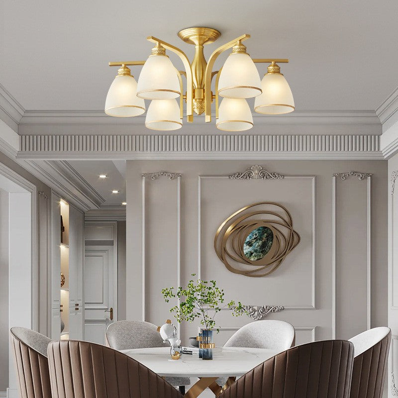 Modern Brass 1/6/8/10-Light Semi-Flush Ceiling Light — 1 / 110V-120V For US/CA