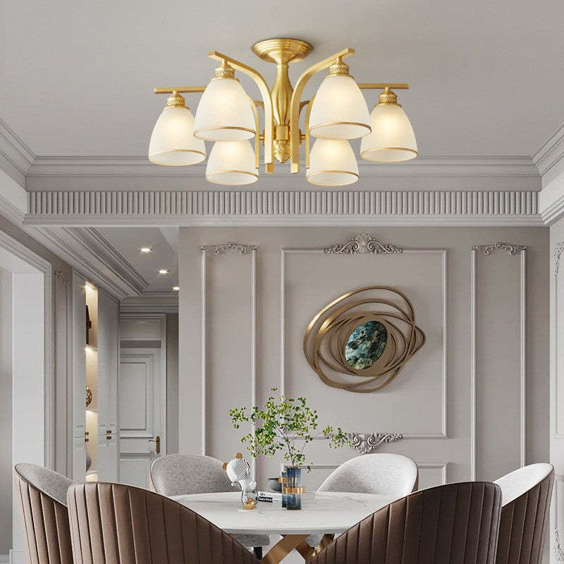 Modern Brass 1/6/8/10-Light Semi-Flush Ceiling Light — 1 / 110V-120V For US/CA