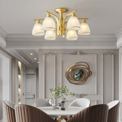 Modern Brass 1/6/8/10-Light Semi-Flush Ceiling Light — 1 / 110V-120V For US/CA