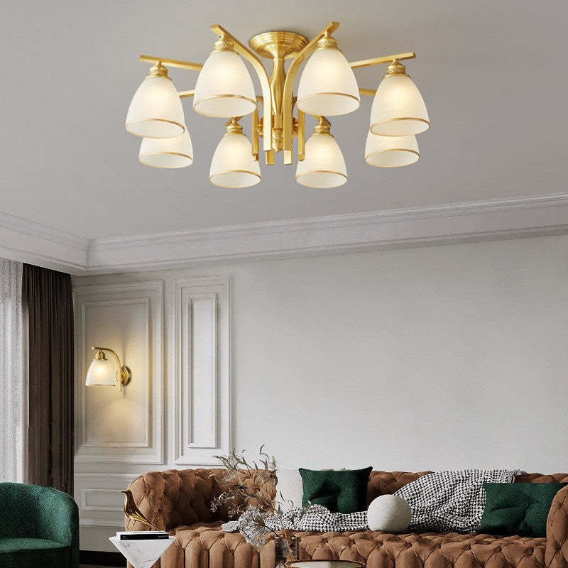 Modern Brass 1/6/8/10-Light Semi-Flush Ceiling Light — 6 / 110V-120V For US/CA