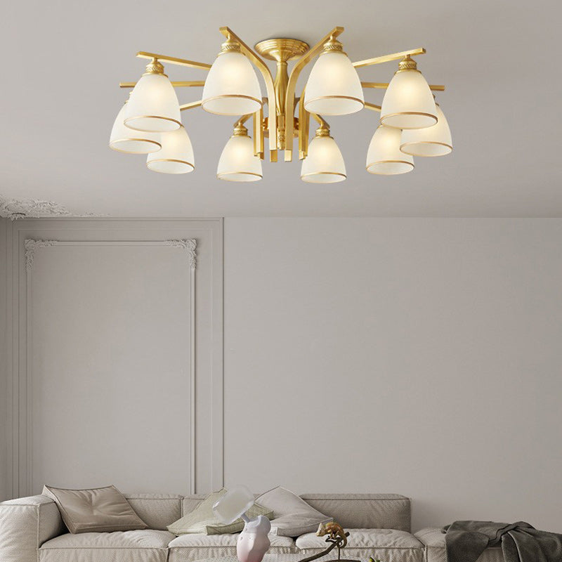 Modern Brass 1/6/8/10-Light Semi-Flush Ceiling Light