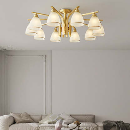 Modern Brass 1/6/8/10-Light Semi-Flush Ceiling Light