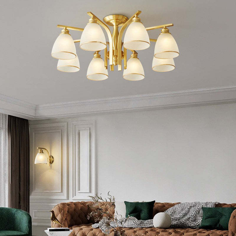 Modern Brass 1/6/8/10-Light Semi-Flush Ceiling Light