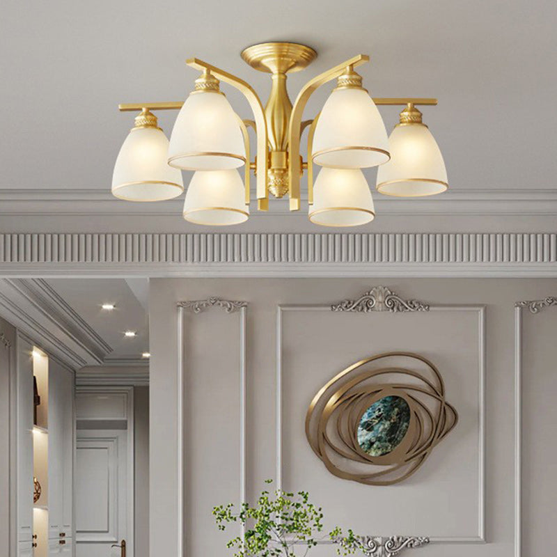 Modern Brass 1/6/8/10-Light Semi-Flush Ceiling Light