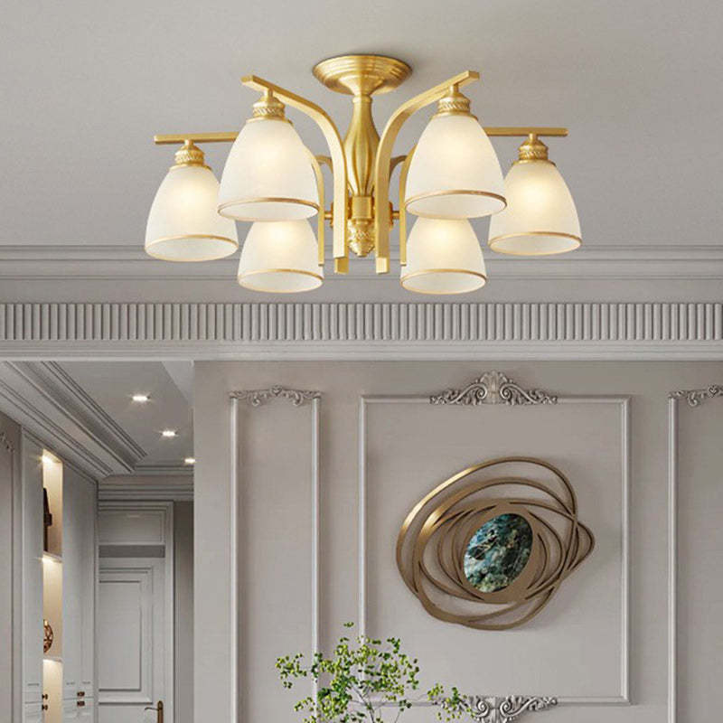 Modern Brass 1/6/8/10-Light Semi-Flush Ceiling Light