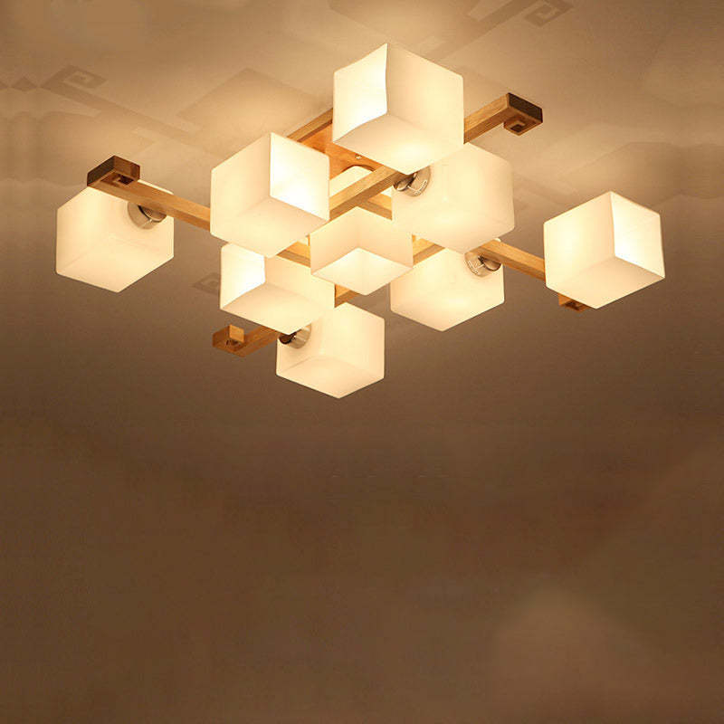 Nordic Wood Semi-Flush Ceiling Light