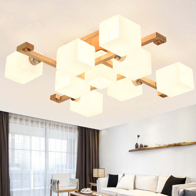 Nordic Wood Semi-Flush Ceiling Light