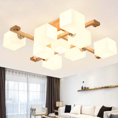 Nordic Wood Semi-Flush Ceiling Light