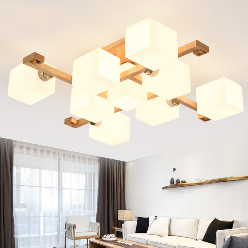 Nordic Wood Semi-Flush Ceiling Light