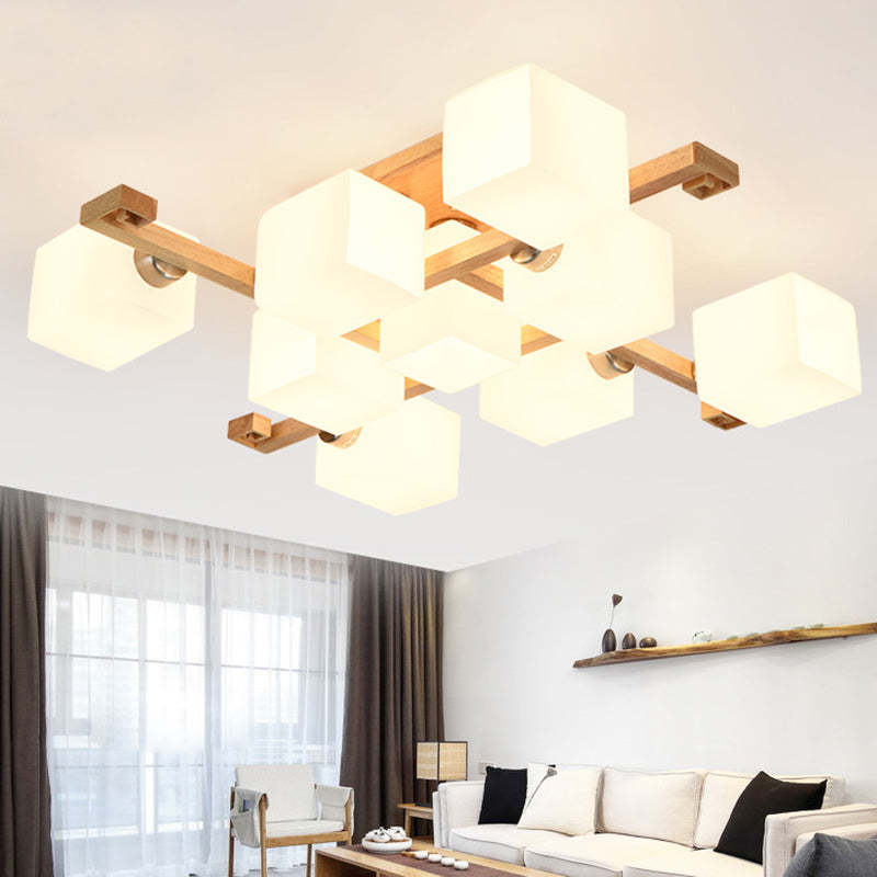 Nordic Wood Semi-Flush Ceiling Light