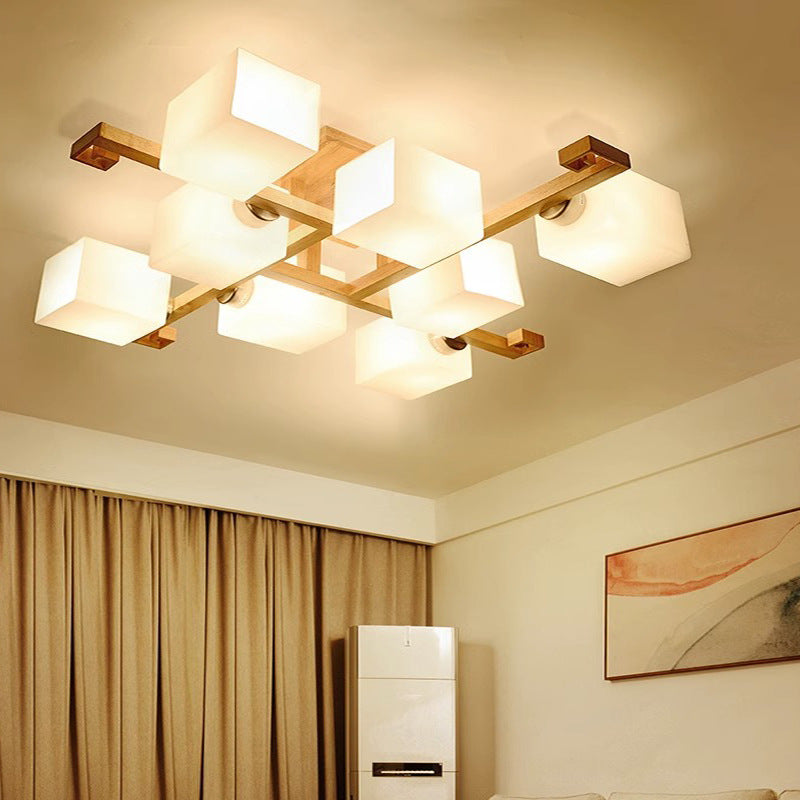 Nordic Wood Semi-Flush Ceiling Light