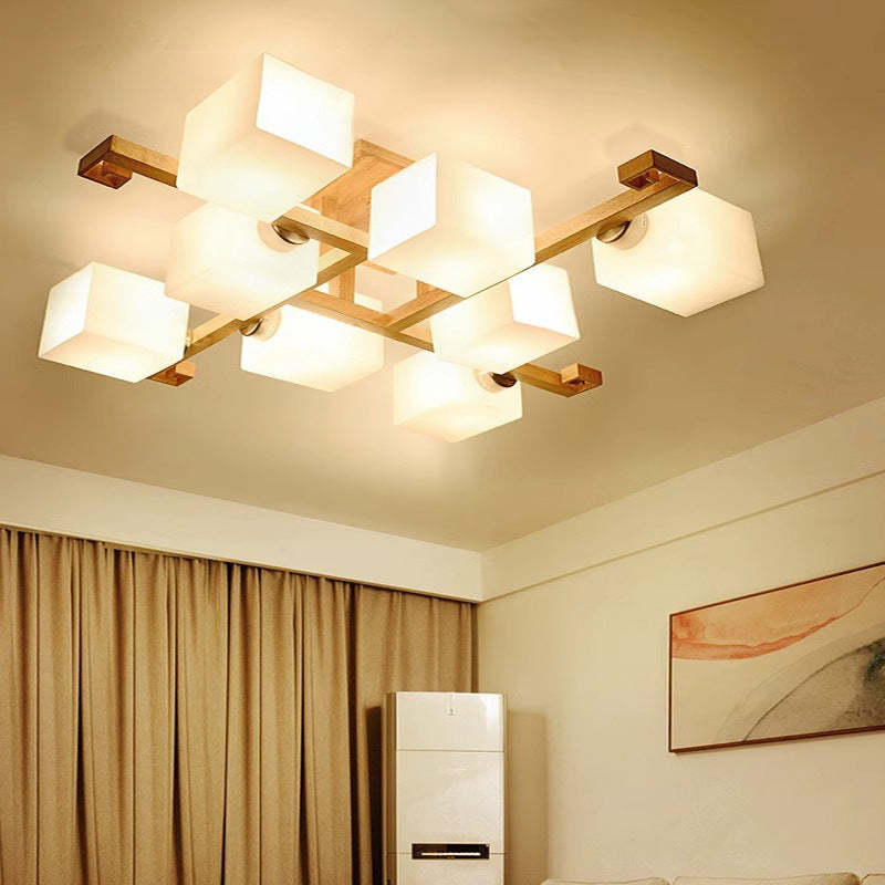 Nordic Wood Semi-Flush Ceiling Light
