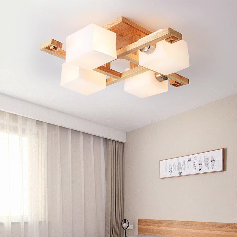 Nordic Wood Semi-Flush Ceiling Light