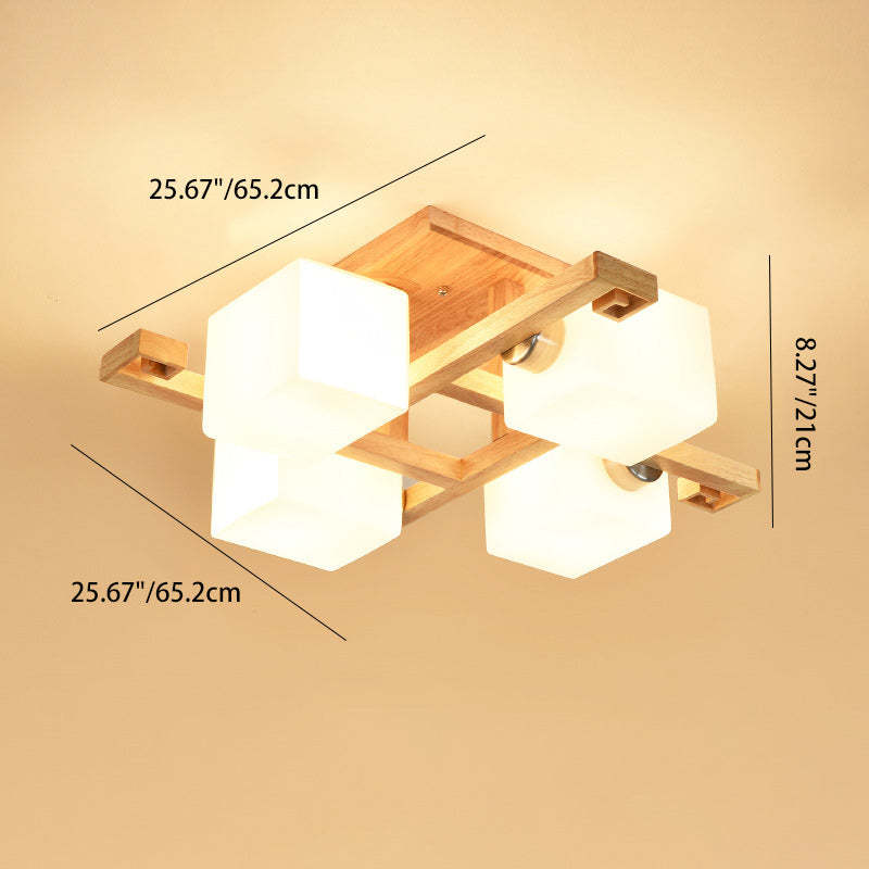 Nordic Wood Semi-Flush Ceiling Light
