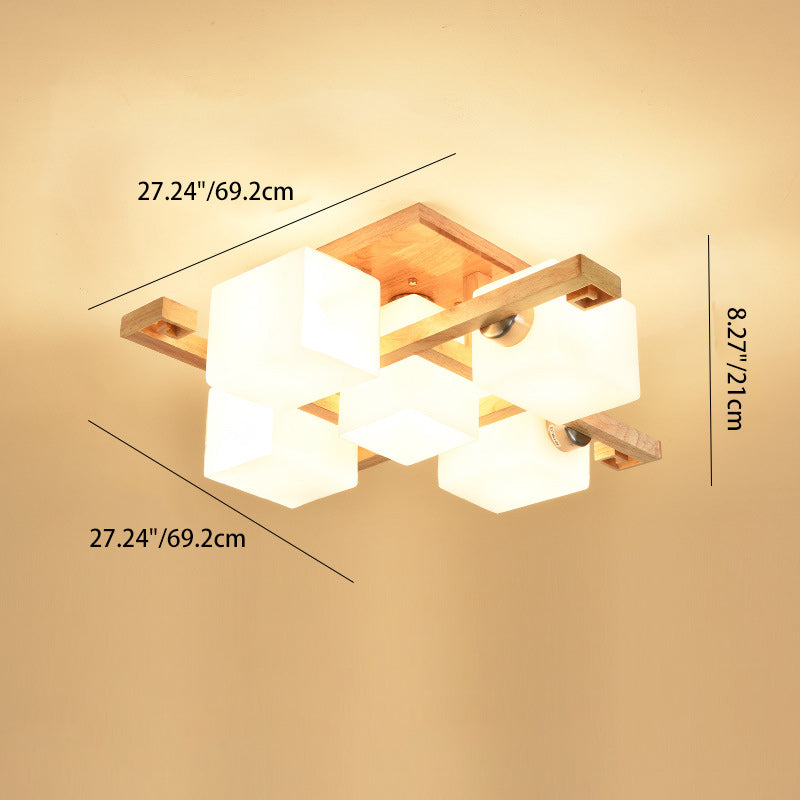 Nordic Wood Semi-Flush Ceiling Light