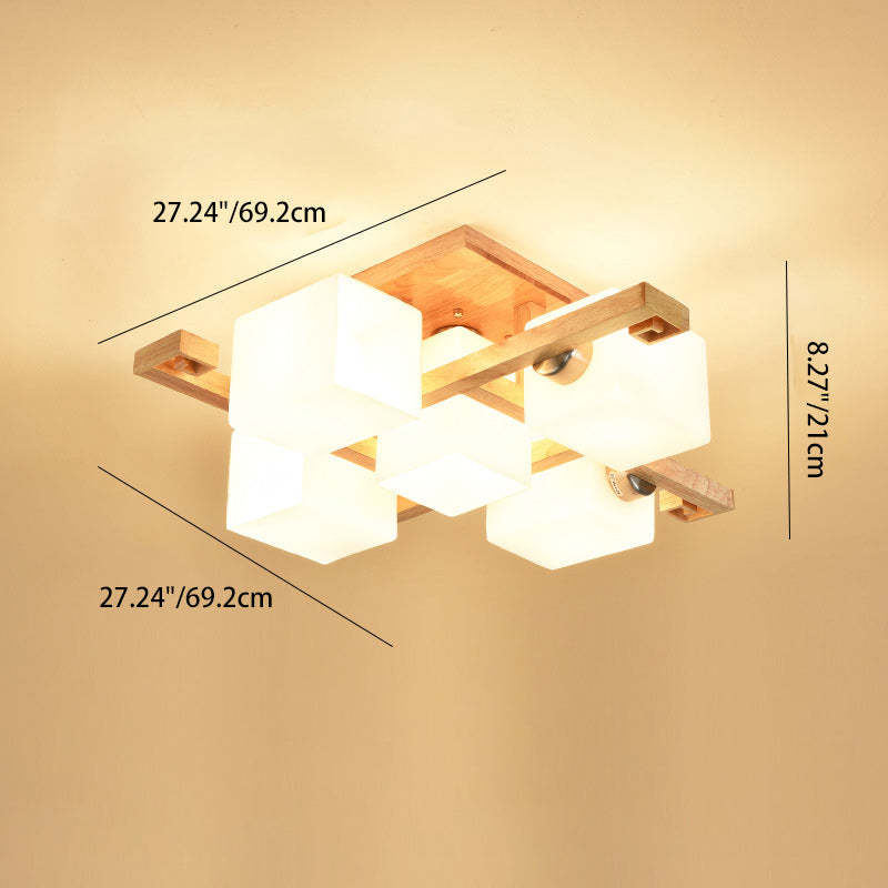 Nordic Wood Semi-Flush Ceiling Light