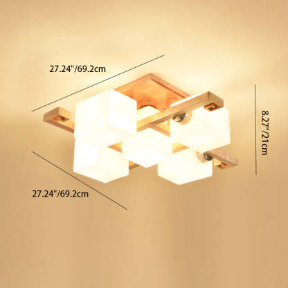 Nordic Wood Semi-Flush Ceiling Light