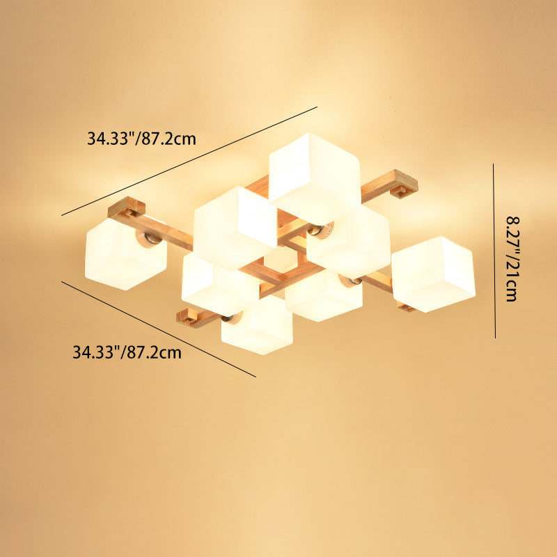 Nordic Wood Semi-Flush Ceiling Light