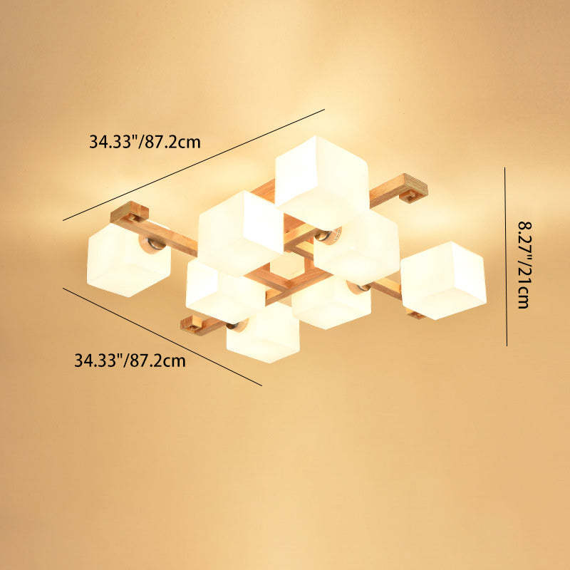 Nordic Wood Semi-Flush Ceiling Light