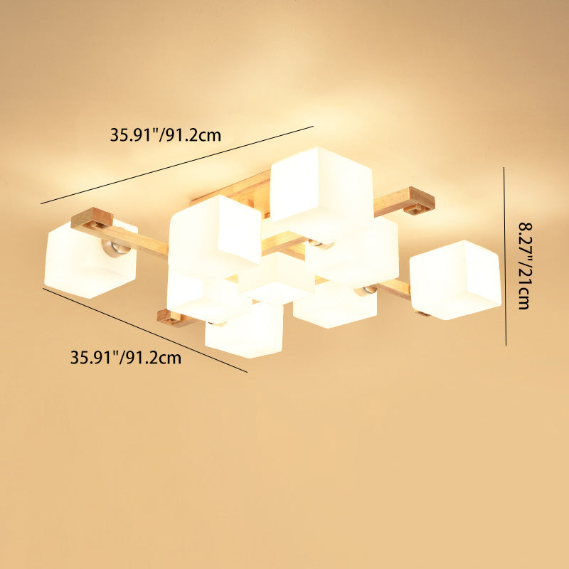 Nordic Wood Semi-Flush Ceiling Light