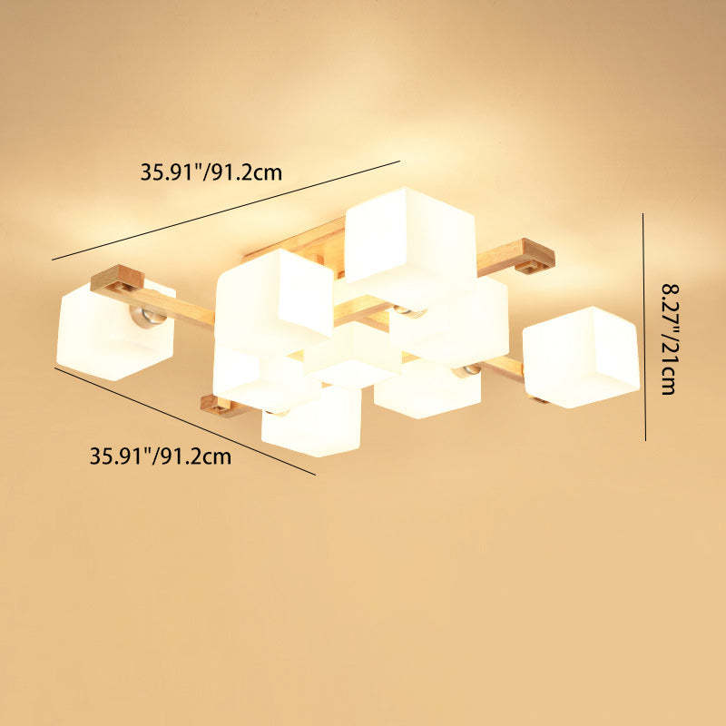 Nordic Wood Semi-Flush Ceiling Light