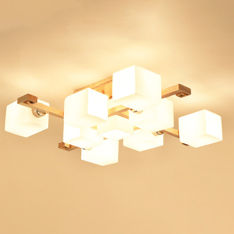 Nordic Wood Semi-Flush Ceiling Light
