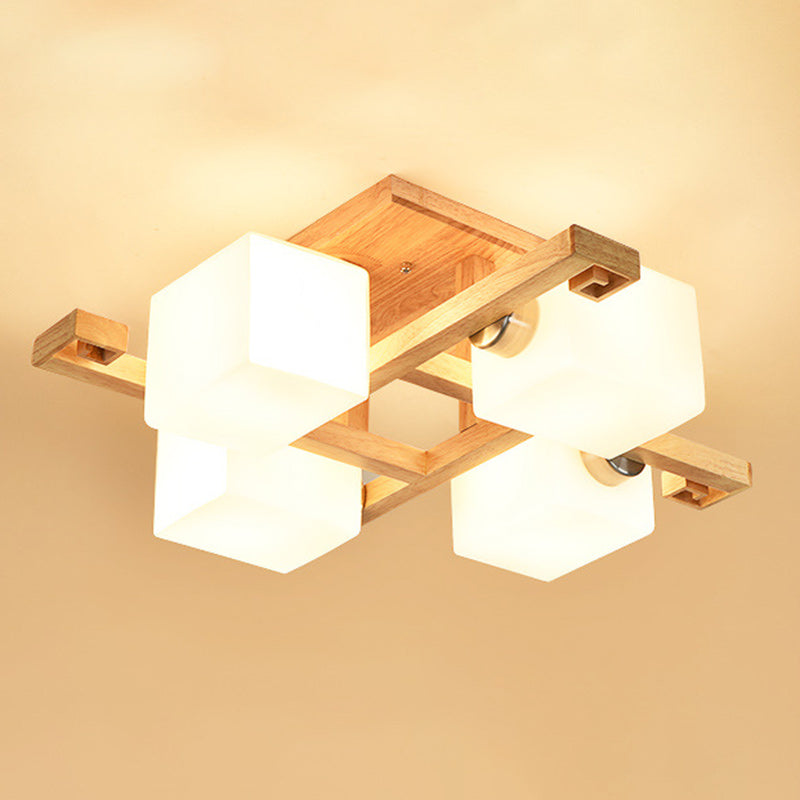 Nordic Wood Semi-Flush Ceiling Light