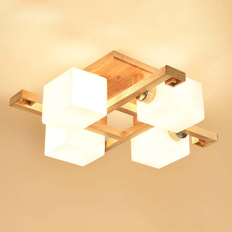 Nordic Wood Semi-Flush Ceiling Light