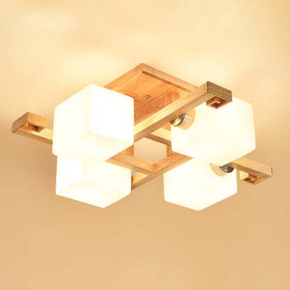 Nordic Wood Semi-Flush Ceiling Light